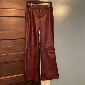 I AM GIA wide leg burgundy leather pants